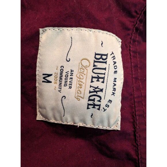 Women's Blue Age Red Mid-Length Distressed Denim Jacket, Size Medium - Picture 8 of 8